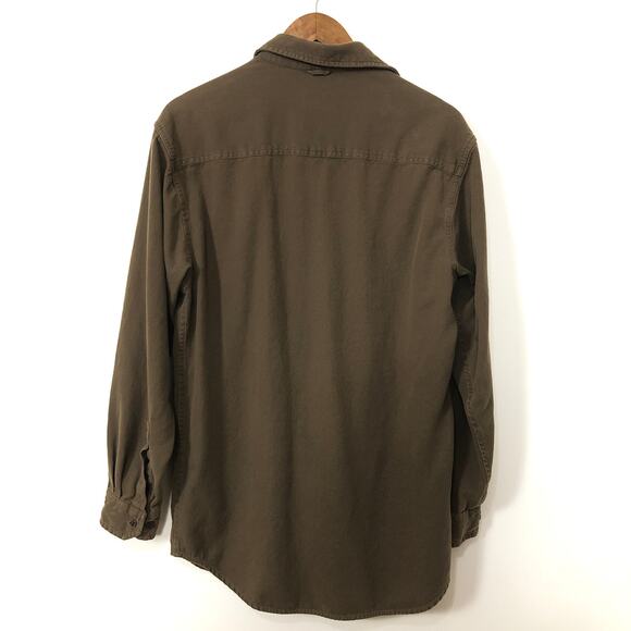 VTG Y2K IZOD Jeans 100% Cotton Button Up Shirt Olive Twill S Minimalist Preppy - Picture 6 of 10